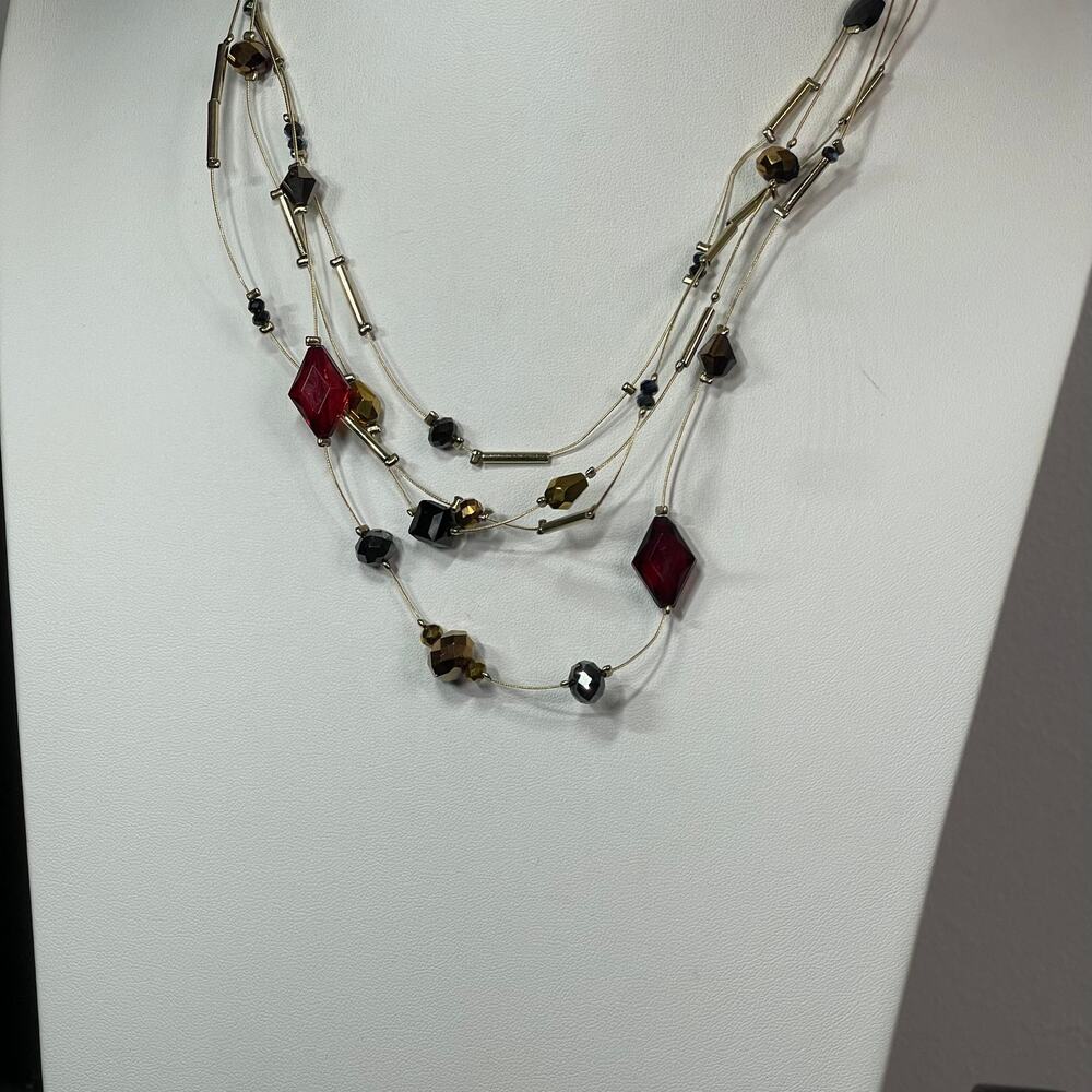 Chico's beaded necklace on wire faceted beads costume signed jewelry beaded - Picture 9 of 13
